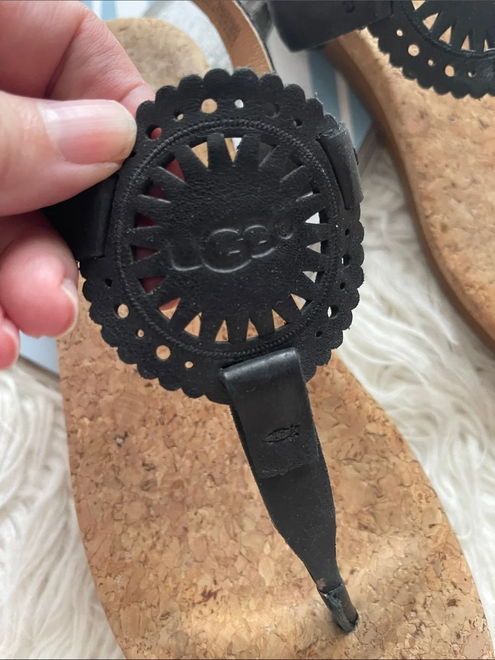 UGG Ayden II Women's Black Cork Thong Sandals